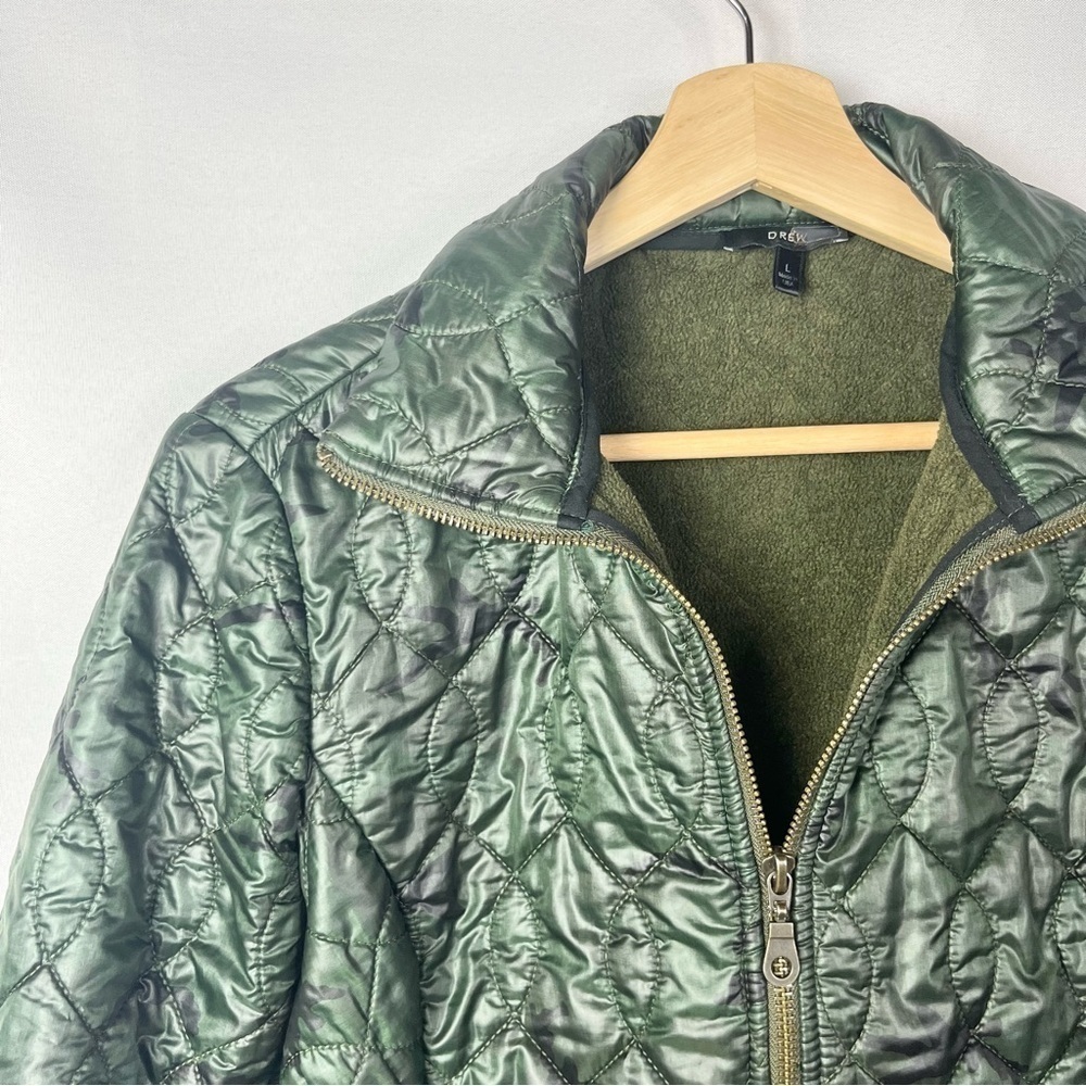 Anthropologie DREW Green Camp Camo Quilted Jacket L - Picture 3 of 4